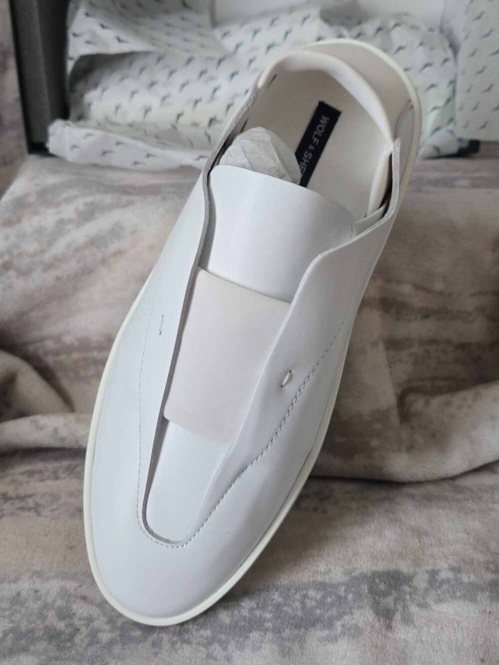 Wolf & Shepherd Cruise Ace White Leather Slip On Sneakers EU39 Womens 8 Mens 6.5